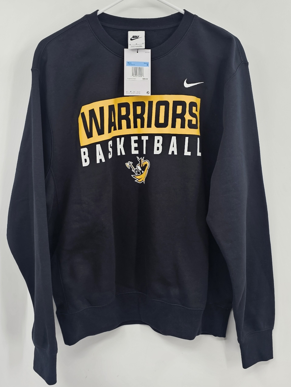 Nike Warriors Basketball Sweatshirt Black Yellow NWT Size Medium